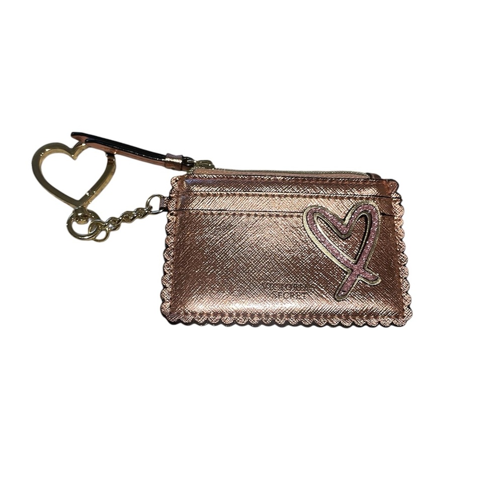 Victoria Secret Bronze/Pink Heart Keychain Wallet